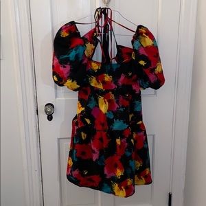 Nasty Gal Open Back Smock Dress in painted floral
